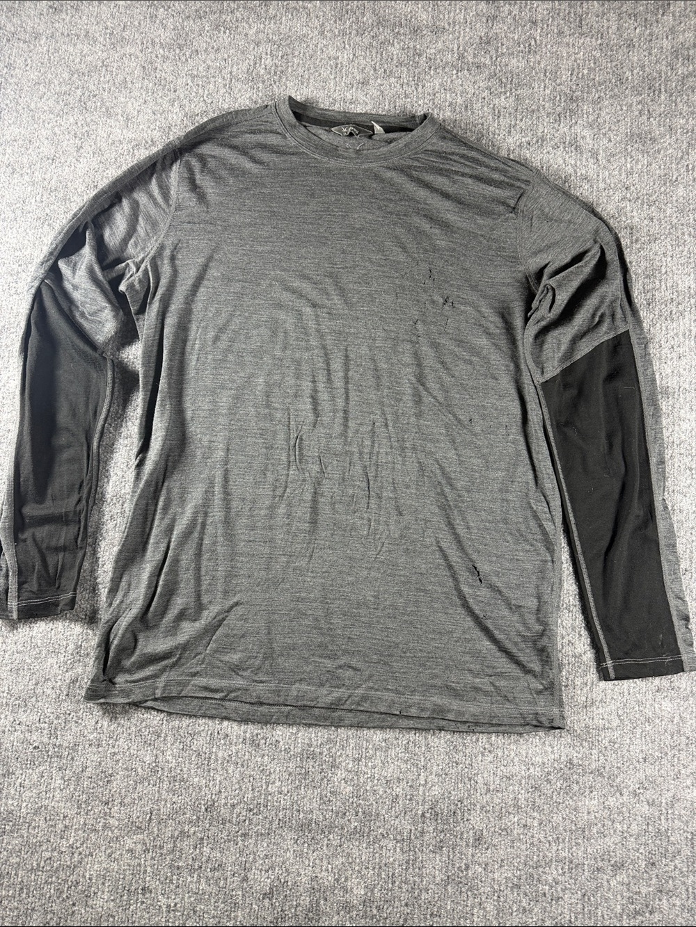 Ibex Wool Shirt Men’s Merino Base Layer Gray Long Sleeve Crew Neck Woolies